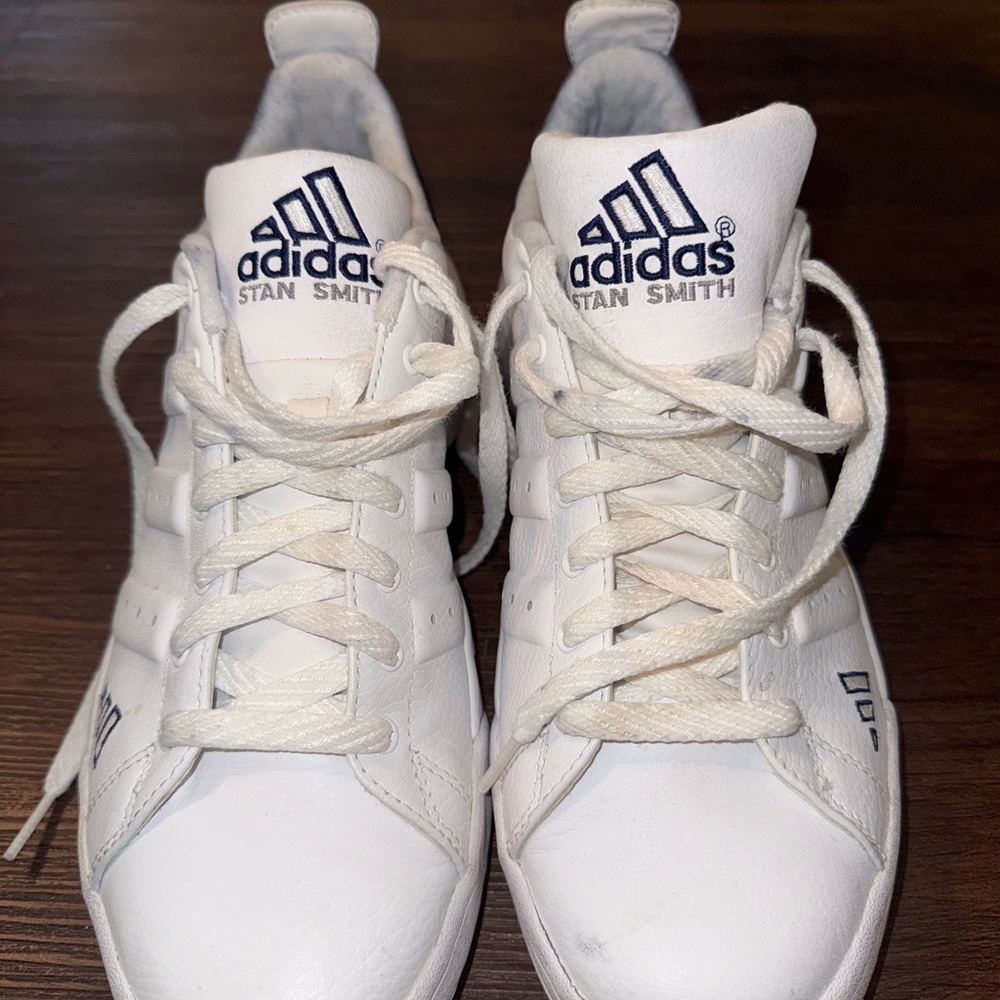 Vintage Adidas Stan Smith White and Navy Sneakers 2004